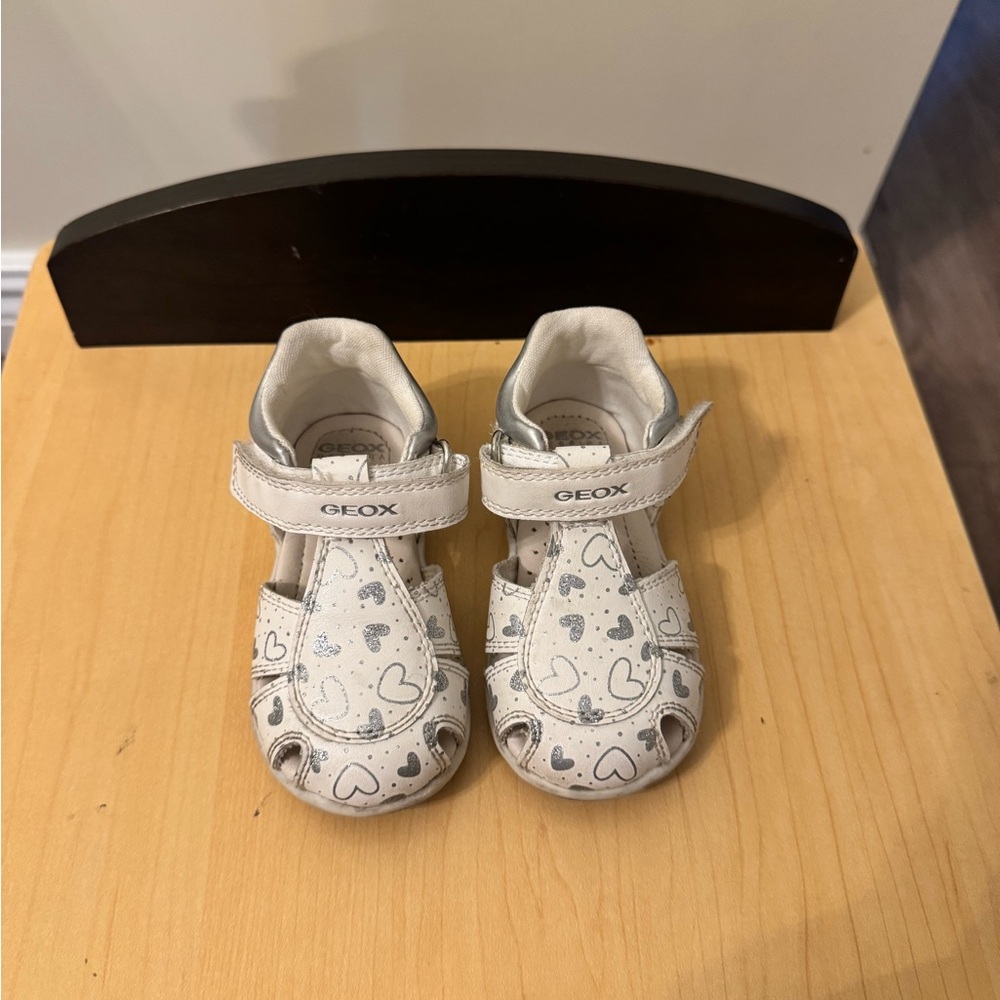 Geox Kids' White Sandals with Heart Accents